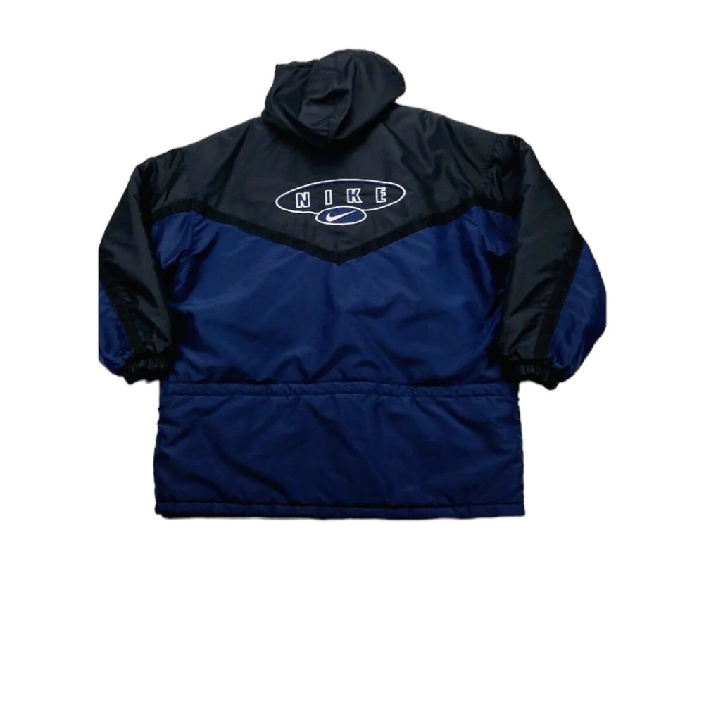 Vintage 90s Nike Black Blue Insulated Heavy Parka Jacket Coat 2XL 3XL Mens EUC